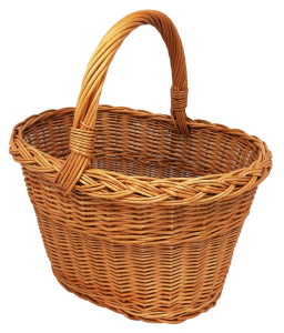 Kosz wiklinowy zakupowy, na grzyby, piknik, stożkowy