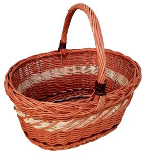 Kosz wiklinowy na zakupy, grzyby (bardzo duży) 51 cm (kolorowy)