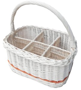 Wiklinowy kosz butelkowy, na butelki (ecru z kolorem)