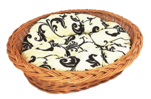 Zestaw legowisko wiklinowe "zwykłe" 58 cm + poduszka ecru-brąz