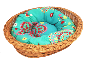 Zestaw legowisko wiklinowe "zwykłe" 53 cm + poduszka kolorowa