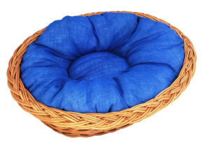 Zestaw legowisko wiklinowe "zwykłe" 58 cm + poduszka jasno-niebieska