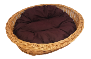 Zestaw legowisko wiklinowe "zwykłe" 58 cm + poduszka brązowa