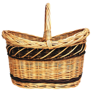 Kosz wiklinowy na zakupy, grzyby, prezent, przeplatany, "Jabłkowy", 46 cm