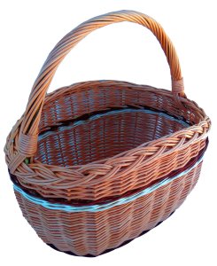 Koszyk wiklinowy na zakupy, grzyby (złotówka z ecru)