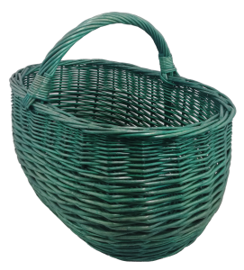 Kosz wiklinowy na zakupy, grzyby, bagażowy (duży) 42 cm zielony