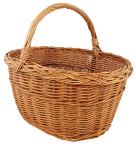 Kosz wiklinowy na zakupy, grzyby, "Sadzeniak", dł. 52 cm
