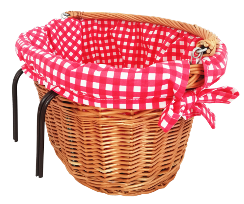 kosz rowerowy z wikliny wiklinowy naturalny obszycie czerwone w kratkę.png