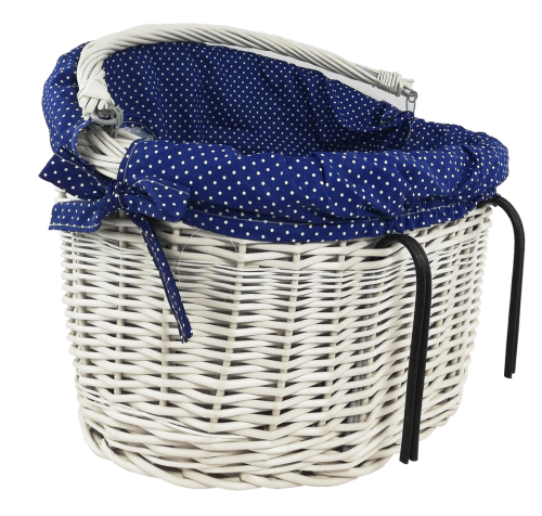 kosz wiklinowy rowerowy na rower z wikliny z garbem ecru z obszyciem niebieskim.png