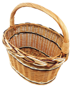 Koszyk wiklinowy na zakupy, grzyby , piknik, naturalny z kolorem, 43 cm