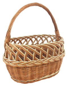 Kosz wiklinowy na zakupy, grzyby, prezent "AŻUR" zwykły, 38 cm + ECRU