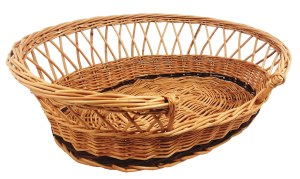 Legowisko wiklinowe dla psa lub kota, ażurowe, naturalne z paskiem, dł. 73 cm