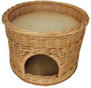 Budka wiklinowa dla kota na płycie, naturalna