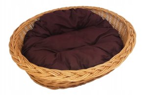 Zestaw legowisko wiklinowe "zwykłe" 67 cm + poduszka brązowa