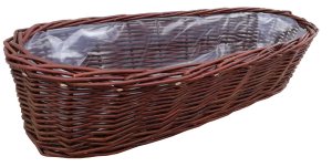 Wiklinowa doniczka, balkonowa, osłonka, dł. 50 cm (obszyta folią) 