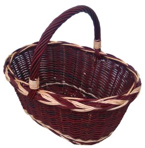 KOSZ z wikliny NA ZAKUPY, Grzyby (czarny-ecru) 