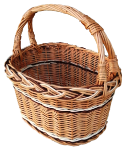 Koszyk wiklinowy na zakupy, grzyby , piknik, podwójna rączka, 44 cm