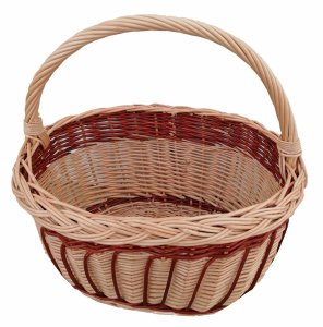 KOSZ Z WIKLINY NA ZAKUPY, GRZYBY  (kolor bordowy) dł. 37 cm