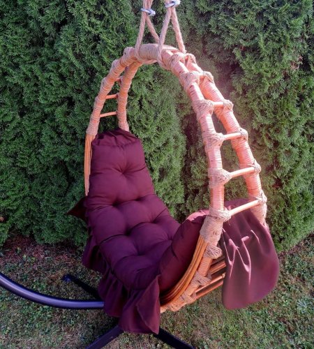 Hamak Wiklinowy naturalny + poduszka brąz iwarpol Wiklinowy Market.jpg