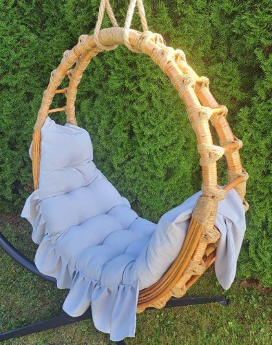 Hamak Wiklinowy naturalny + poduszka szara iwarpol Wiklinowy Market.jpg