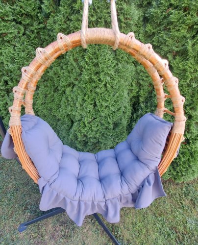 Hamak Wiklinowy naturalny + poduszka szara ciemna iwarpol Wiklinowy Market.jpg