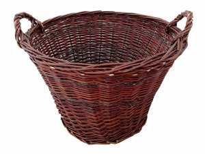 Kosz wiklinowy GOSPODARCZY, "kipa", tradycyjny, na liście, drewno fi. 40 cm 