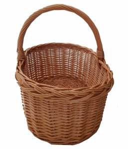 KOSZ WIKLINOWY NA MAŁE ZAKUPY, GRZYBY, PIKNIK