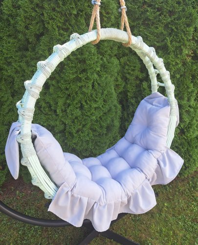 Huśtawka Hamak Miętowa +poduszka szara jasna Wiklinowa Iwarpol Wiklinowy Market.jpg