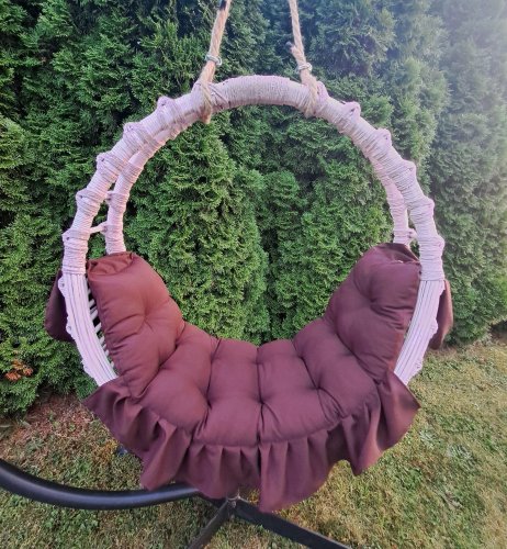 Hamak Wiklinowy huśtawka różowa + poduszka brąz ciemna iwarpol Wiklinowy Market.jpg