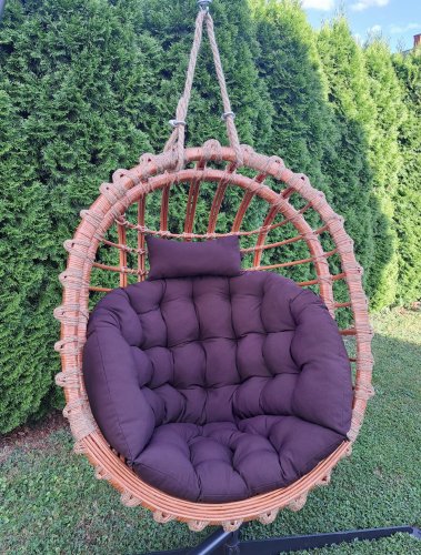 Huśtawka wiklinowa, Fotel wiszący Naturalny + poduszka brąz Iwarpol Wiklinowy Market.jpg