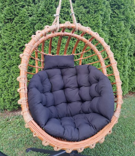 Huśtawka Wiklinowa, Fotel Wiszący Naturalny + poduszka czarna Iwarpol Wiklinowy Market.jpg
