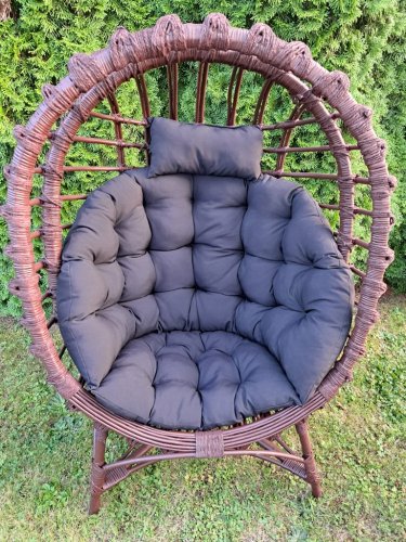 Fotel Wiklinowy Brązowy Owalny Mega Swing + poduszka czarna Iwarpol Wiklinowy Market.jpg