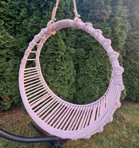 Duży Hamak, Huśtawka wiklinowa, fotel wiszący okrągły, 120 cm - Różowy 