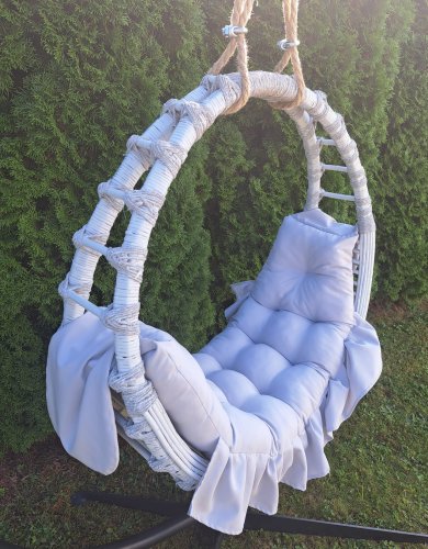 huśtawka hamak biała wiklinowa okragła 100 cm + poduszka szara jasna iwarpol wiklinowy-market.jpg