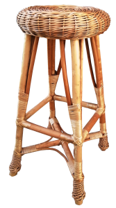 Hoker wiklinowy, taboret barowy z wikliny, stołek, naturalny, h 60 cm (1)