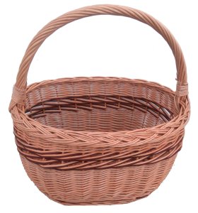 Kosz wiklinowy na zakupy, grzyby - złotówka, przeplatany brąz 39 cm 