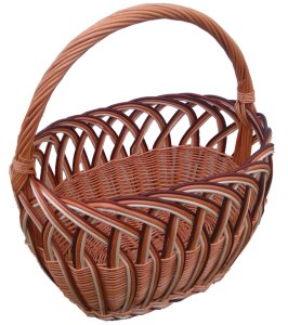 Kosz wiklinowy na zakupy, grzyby  (typ AŻUR z ecru) 34 cm 