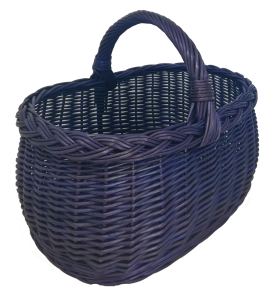 Kosz wiklinowy na zakupy, grzyby, bagażowy (duży) 44 cm granatowy
