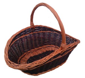 Kosz wiklinowy na drewno, do kominka (ciemny, duży) 63 cm