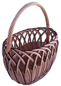 Koszyk wiklinowy na zakupy, grzyby (ażur duży) z ecru i brązem