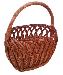 Kosz wiklinowy na zakupy, grzyby  (typ AŻUR ciemny brąz) 34 cm 